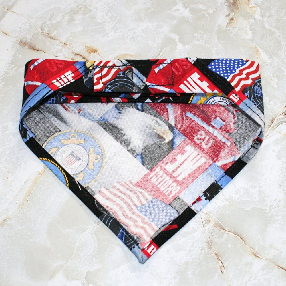 HAND CRAFTED Dog Cat Bandana US Military Coast Guard Pet Scarf Accessory - Picture 2 of 10